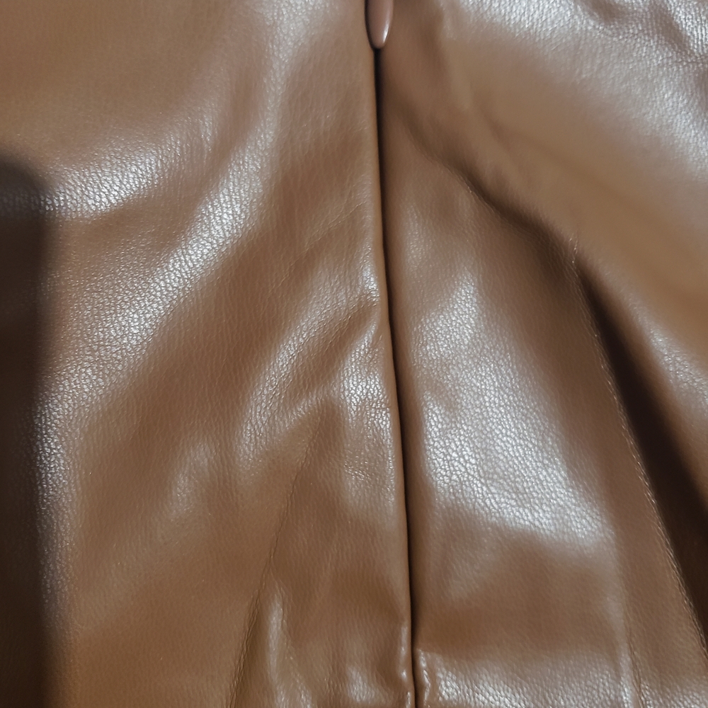 Kate Kasin Faux-leather Knot-front Faux Wrap Sienna Brown Pencil Skirt Sz XL - Picture 10 of 11